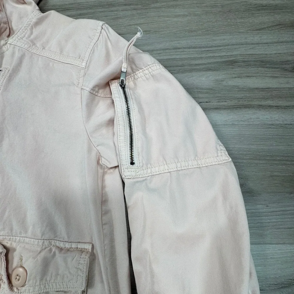 American Eagle Women's Utility Jacket S‎ Pink Cargo Military Hooded Coat